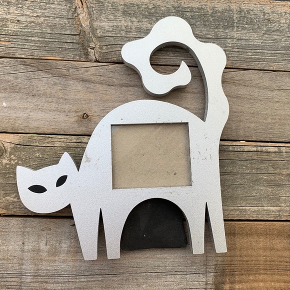 Y2K Vintage 90s Cat Photo Frame Silver Cat Picture Frame Artistic Abstract Cat - Picture 1 of 4